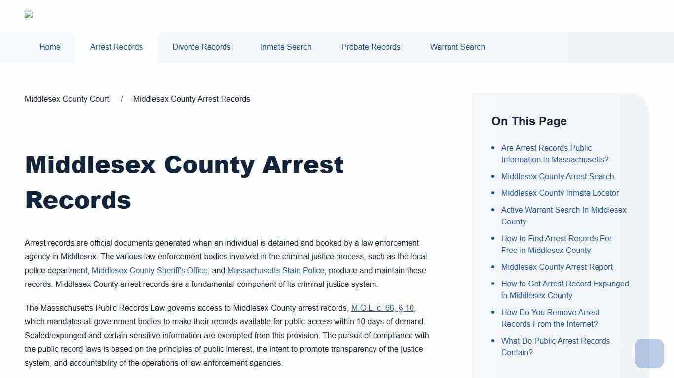 Middlesex County Arrest Records Search Middlesex County Court