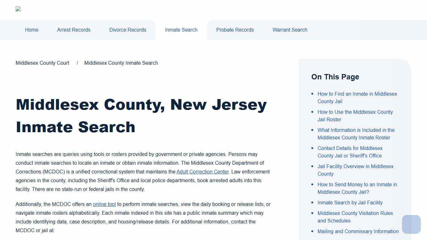 Middlesex County Inmate Search Middlesex County Court